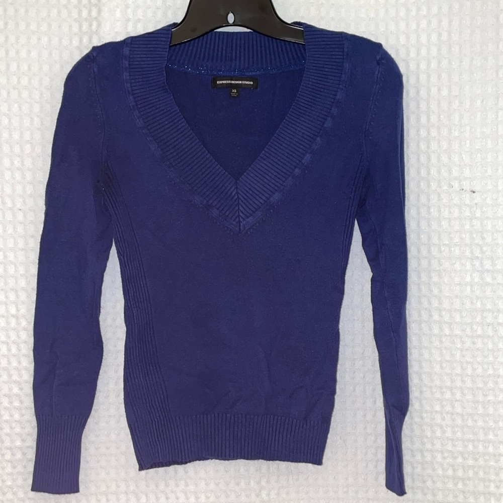 Express dark blue V-neck sweater. Size XS